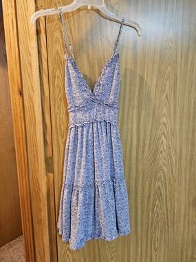 She + Sky Lavender Floral Ruffle Tiered Mini Dress